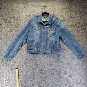 Gap Jacket Women XL Blue Classic Fit Button Front Denim Cropped
